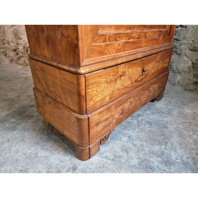 Antique French Louis Philippe Wardrobe in Elm and Oak, 1800s For Sale - Image 3 of 16