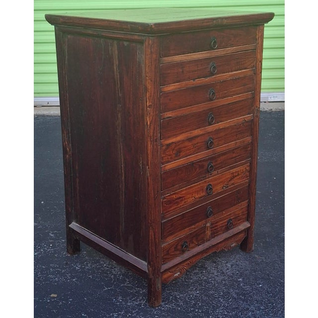 19th Century 19th Century Chinese Lacquered Elmwood Ten Drawer Document Chest For Sale - Image 5 of 12