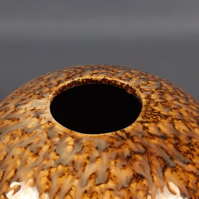 Black Vintage Space Age Ceramic Sphere Vase with Tortoiseshell Enamel, 1970s For Sale - Image 8 of 11