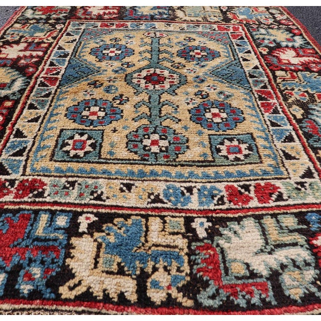 Tribal Antique Manastir Rug With Floral Medallion Design 3'3 X 4'6 For Sale - Image 3 of 9