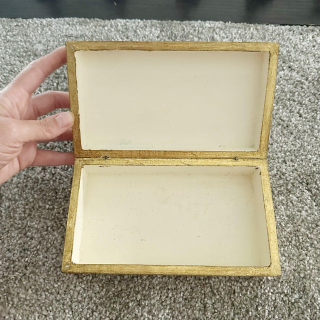 1950s Florentine Wood Pieces; Box, Triptych - Set of 3 For Sale - Image 4 of 11