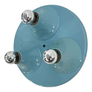 Three-Lights Blue Wall Lamp in Metal, 1980s For Sale