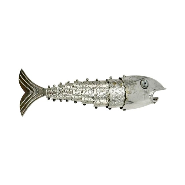 Vintage Articulated Metal Fish Bottle Opener Nautical Barware For Sale - Image 4 of 11