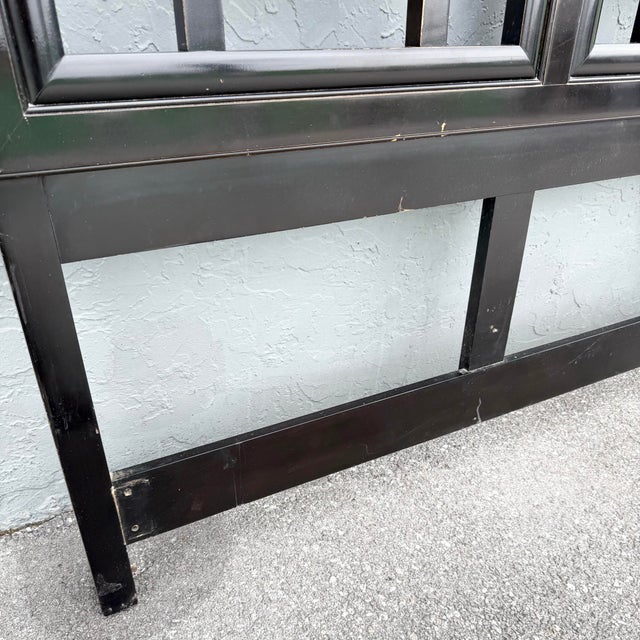 Mid 20th Century Vintage Chinoiserie Black King Size Headboard by Century For Sale - Image 5 of 6