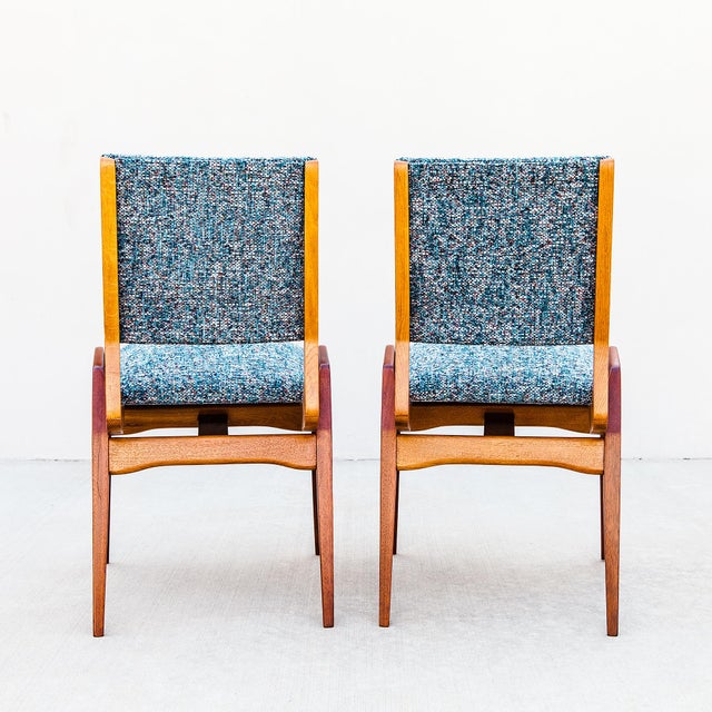 Maurice Pré Attributed Mid Century Modern Oak & Mahogany Dining Chairs, France 1950s For Sale - Image 11 of 14