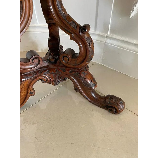 Antique Victorian Carved Walnut Stool, 1850s For Sale - Image 6 of 9