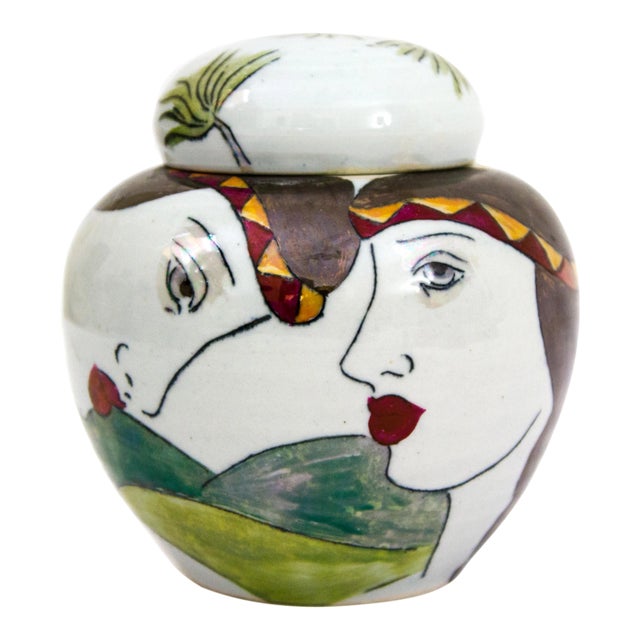 1980s Postmodern William Alexander Studio Art Pottery Lidded Jar For Sale