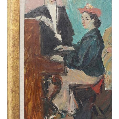 Carlo Striccoli, Figure at the Piano, 1960s, Oil on Board, Framed For Sale - Image 9 of 17