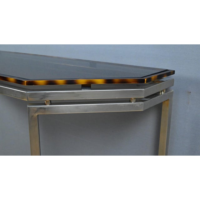 Hexagonal Console Table in Smoked Glass, 1970s For Sale - Image 10 of 18