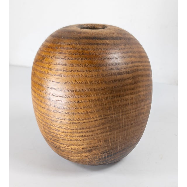 Wood Mid-Century Modern Turned White Oak Ovoid Oval Vase For Sale - Image 7 of 8