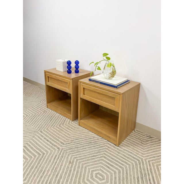 Mid 20th Century Thomasville Blonde Oak Nightstands Pair of Vintage Drawers Storage For Sale - Image 16 of 17