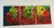 Abstract expressionist triptych of mixed media paintings on canvas, signed by artist.