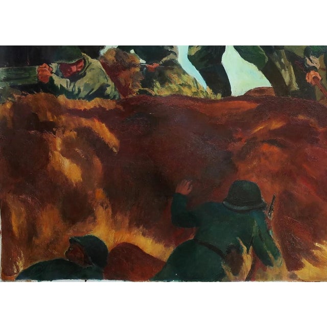 Soviet Army Oil Painting, Great Patriotic War, v. V. Tokarev, 1972 128-179 For Sale - Image 4 of 6