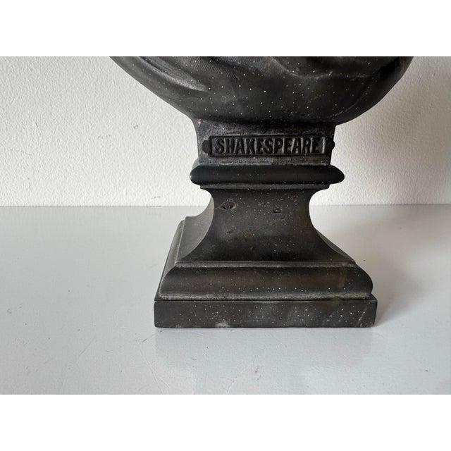 1970s Vintage Cast Metal Bust of William Shakespeare on Pedestal Base For Sale - Image 5 of 12