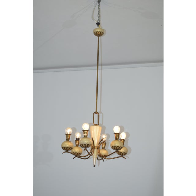 Murano Glass and Brass Chandelier from Barovier & Toso, 1950s For Sale - Image 15 of 15