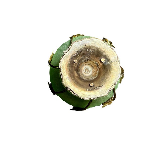 Glass Vintage Brama Frosted Green Art Glass Bowl on Silver-Plated Base For Sale - Image 7 of 11