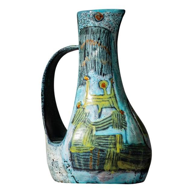 Color-Glazed Ceramic Jug by Bruno Baratti Pesaro, Italy, Mid-20th Century For Sale