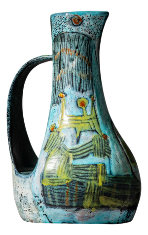 Color-Glazed Ceramic Jug by Bruno Baratti Pesaro, Italy, Mid-20th Century