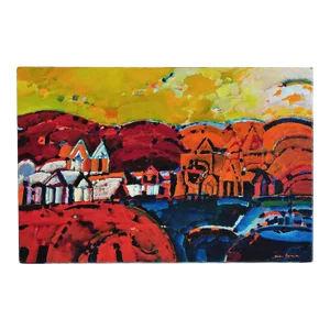 Julio Barragan, Paisaje de la Rioja Argentinian Modernist Concretist Cubist Oil Painting 1972