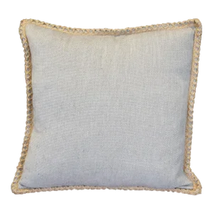 Vintage Gray Faux Burlap Jute Chic Down Filled Lumbar Throw Accent Pillow