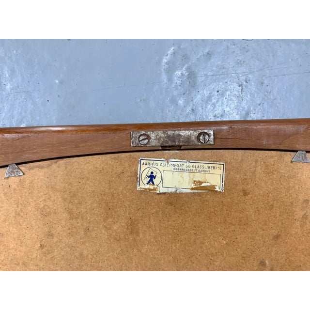 Wood Vintage Danish Teak Hanging Wall Mirror by Aarhus Glasimport & Glassliberi For Sale - Image 7 of 8