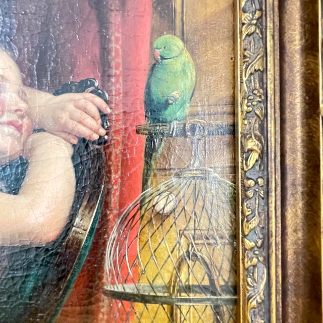 Victorian Philipp Hoyall Oil Over-Painted Chromolithograph, Our Pet Polly For Sale - Image 3 of 12