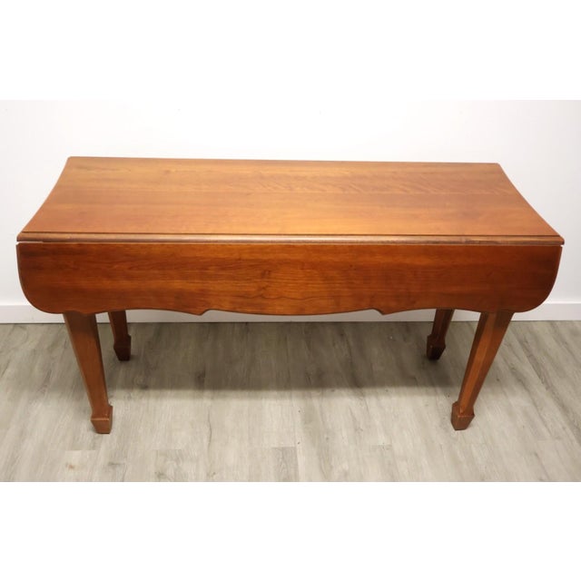 Vintage Broyhill Cherry Drop-Leaf Sofa Console Table With Dual Drawers For Sale - Image 9 of 9