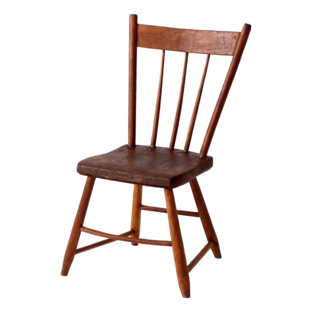 Antique Plank Seat Country Chair For Sale