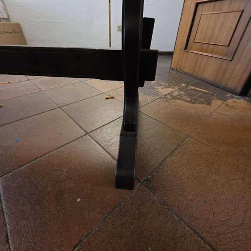 Brown Rustic Walnut-Stained Fratino Table with Sawhorse Legs For Sale - Image 8 of 12