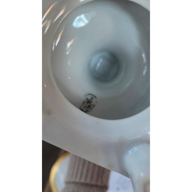 Vintage Belgian Cerabel Baudour White and Gold Empire-Style Covered Porcelain Urn For Sale - Image 10 of 18