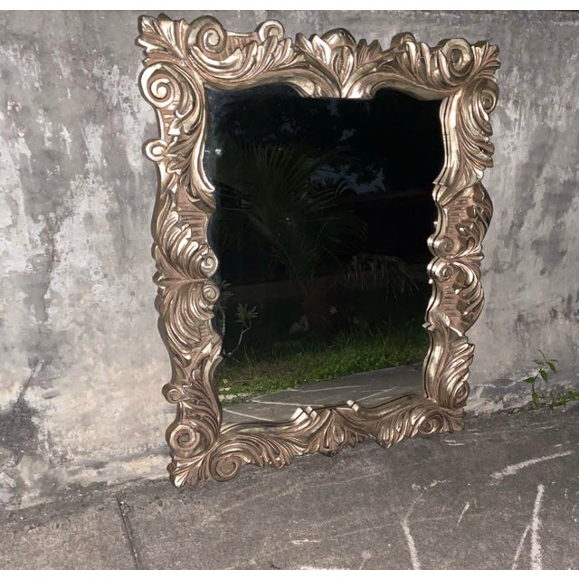 1970s Large Ornate Baroque Style Wall Mirror in Burnished Champagne Finish - 42" X 34" For Sale - Image 10 of 12