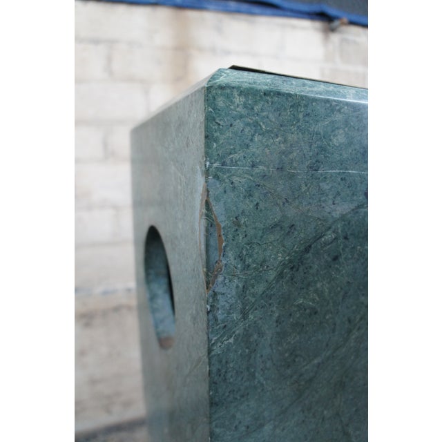 Late 20th Century Green Marble Copper Lined Hotel Lobby Trash Can Ashtray Stands- Set of 2 For Sale - Image 10 of 12