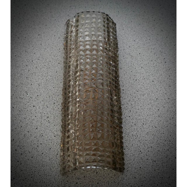 Mid-Century Modern Art Deco Style Golden and Smoky Murano Glass Color and Brass Wall Sconce, 2000s For Sale - Image 3 of 10