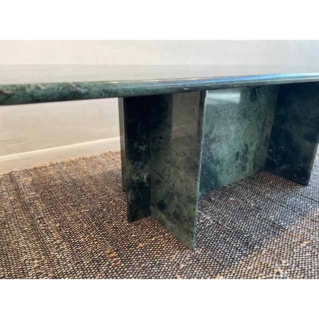 1970s Vintage Rainforest Green Marble Coffee Table For Sale - Image 4 of 11