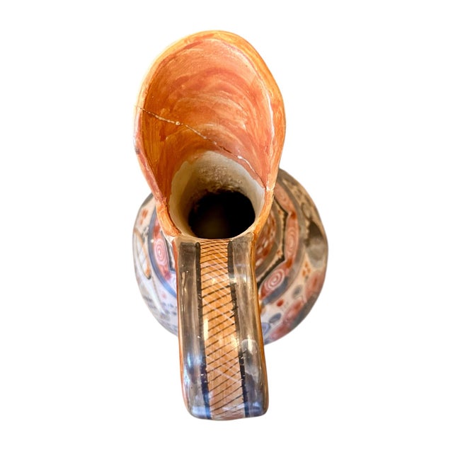 Folk Art Vintage Tonal Mexican Pottery Water Jug With Bird Folk Art For Sale - Image 3 of 4