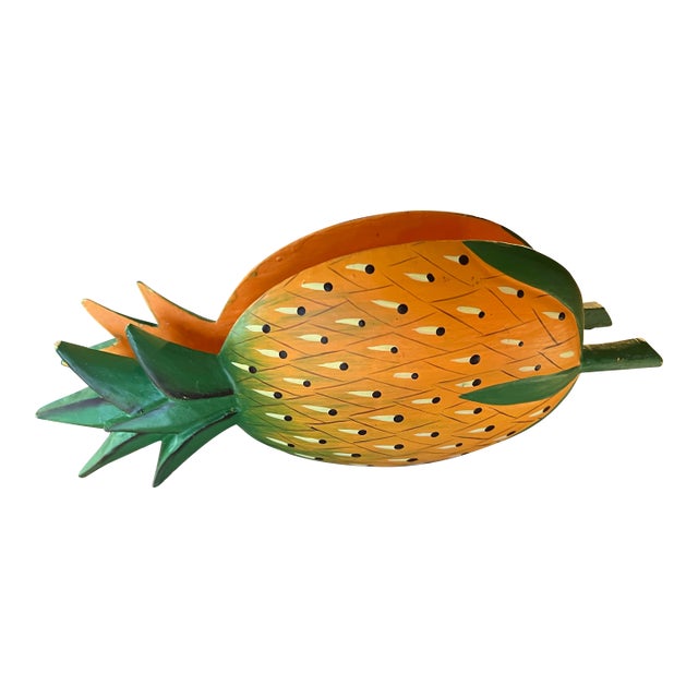 Wooden Painted Pineapple Napkin Holder/Kitchen Accessory For Sale