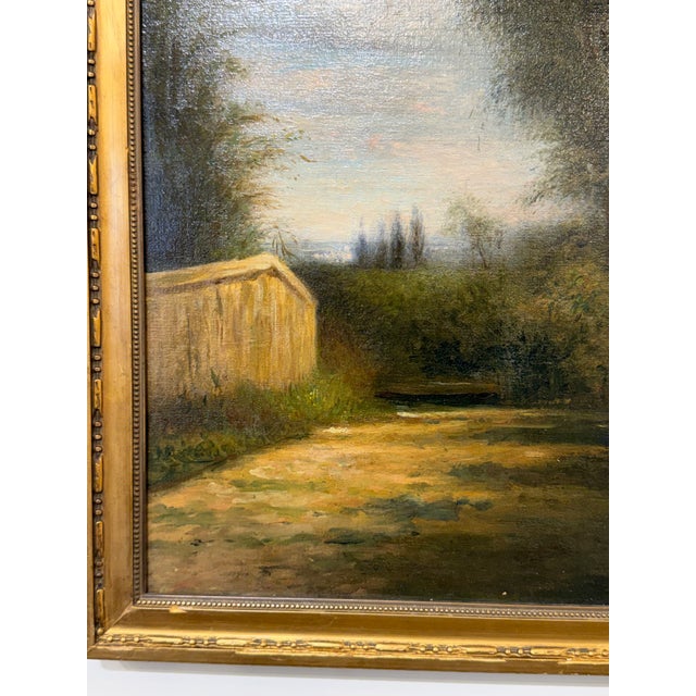 French Antique French Landscape Study With a Deer For Sale - Image 3 of 9