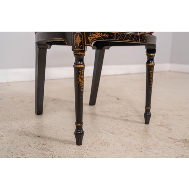 Vintage Regency Style Eglomise & Gilt Cane Seat Armchair For Sale - Image 14 of 18