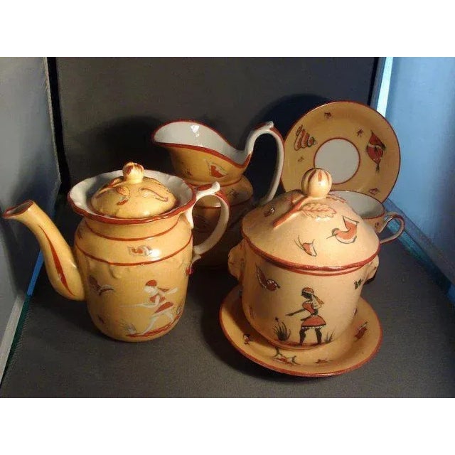 Traditional 19th c. Old Paris Egyptian Revival Motifs Porcelain Tea Set- 6 Pieces For Sale - Image 3 of 11