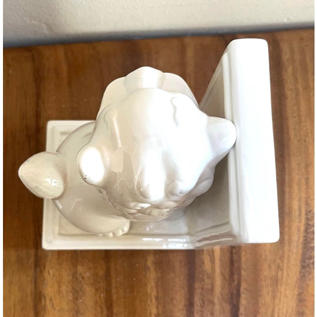 Chinoiserie Chinoiserie Blanc De Chine White Ceramic Foo Dog Bookends For Sale - Image 3 of 8
