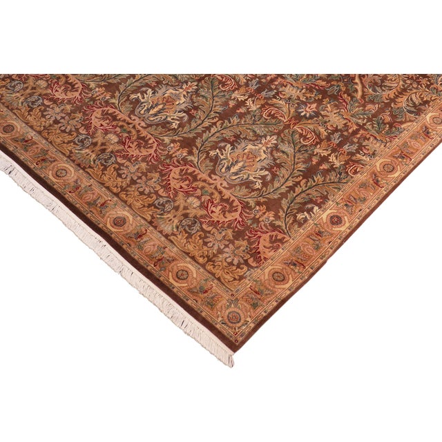 Art Nouveau Art Nouveau 1990's Pak-Persian Brown/Gold Wool Rug - 8'2'' X 11'1'' For Sale - Image 3 of 9