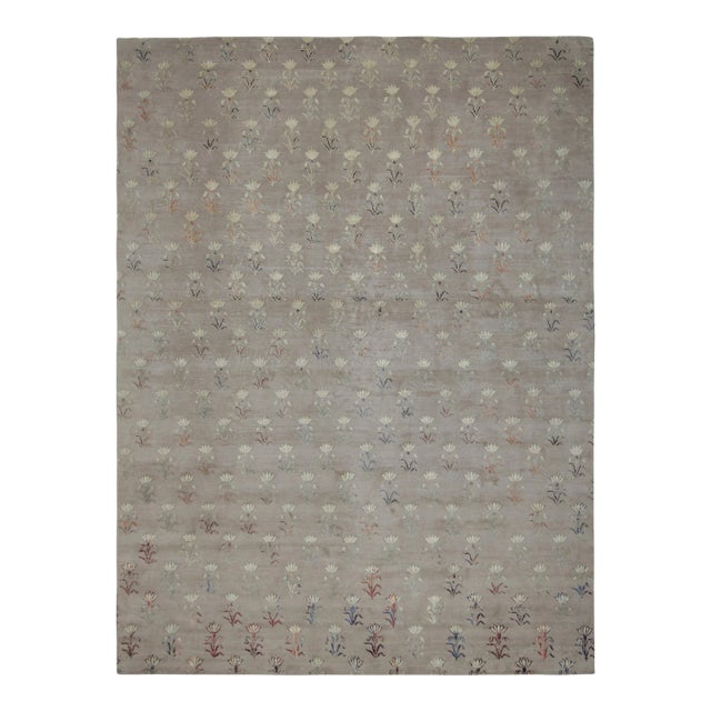 Rug & Kilim’s Contemporary Rug in Silver-Gray With Floral Patterns “Ethereal” For Sale