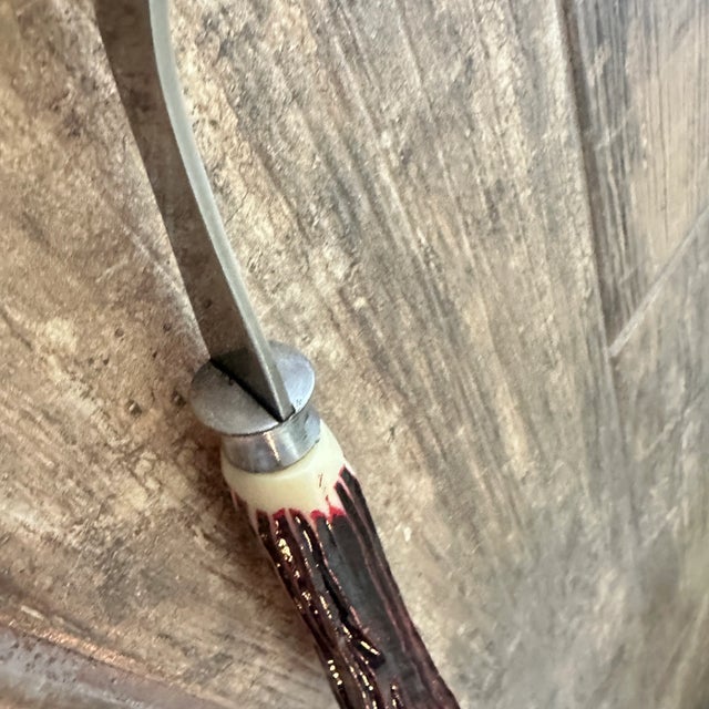 Rustic Vintage Stainless Steel Faux Bone Handle Serving Fork 1960's For Sale - Image 3 of 9