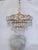 Vintage Brass and Glass Rosette Rim and Crystal Prism Chandelier For Sale - Image 12 of 12