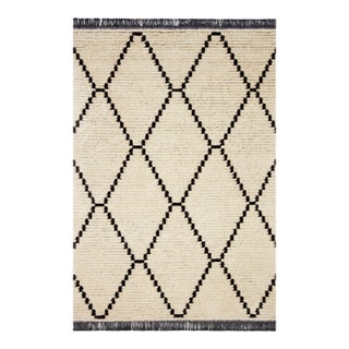 Chris Loves Julia x Loloi Alice Rug Cream / Charcoal Diamond 2'-7" x 4' Accent Rug For Sale