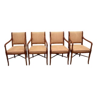 1980s Set Labelled Cabot Wrenn Faux Bamboo Dining Chairs-4 For Sale