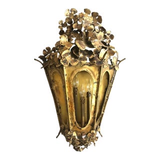 1960s Brutalist Welded Brass Wall Mount Lantern by Tom Greene For Sale