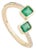 14k Gold Open Bypass Octagon Cut Emerald & Diamond Toi Et Moi Ring Size 6.5 For Sale