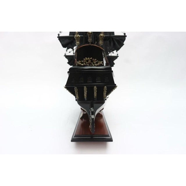 Handmade Black Pearl Pirate Ship Model – Large Wooden Tall Ship for Nautical Home & Office Decor For Sale - Image 6 of 6