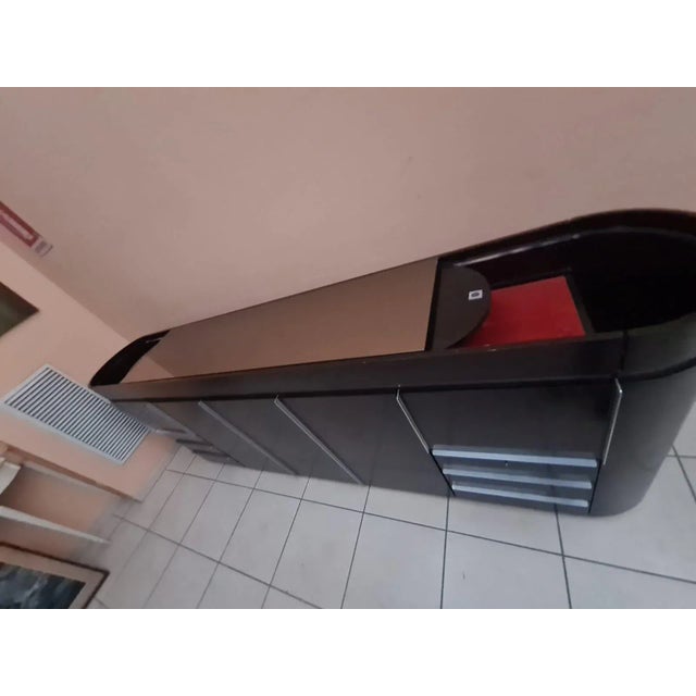 Round Sideboard in Wood and Steel, 1980s For Sale - Image 11 of 16